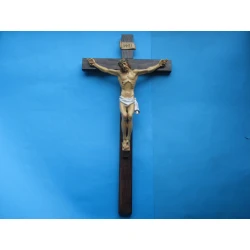 Krzyż drewniany brąz na ścianę 54 cm
